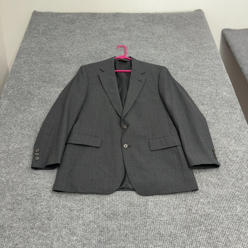 Vintage Brooks Brothers Blazer Mens 39 Grey Worsted Wool Pinstripe Classic Style